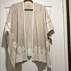 Elegant Beige and White Poncho